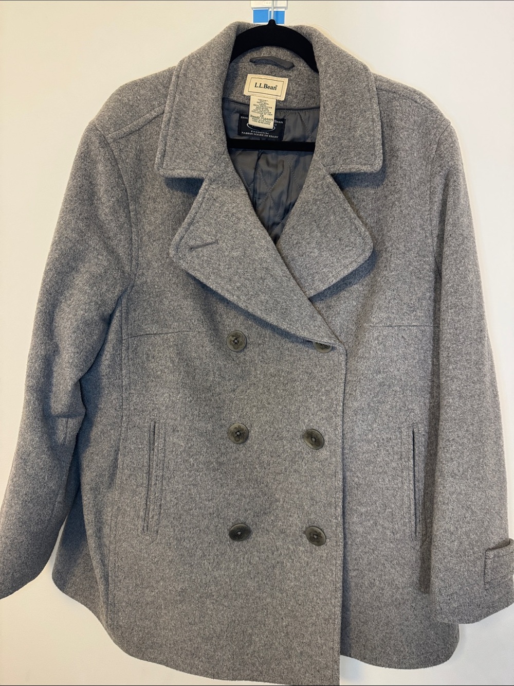 L.L. Bean - Women's Classic Lambswool Peacoat - Light Gray Heather - 2X